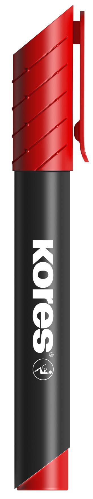 Kores - Red Permanent Marker Pens - K-Marker XP1, Round Tip Marker Pen - Waterproof Marker Pens for All Surfaces - Back to School Supplies, Office Supplies - Pack of 12