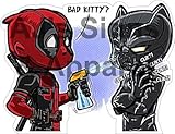 Deadpool Black Panther bad kitty Vinyl Sticker