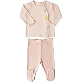 Kitikate Organic Cotton Baby 2-Piece Outfit Set, Wrap Front Top and Pants with Planet Appliqué, 0–6 Months