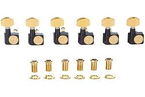 6 Inline 21:1 Dual Pin (No Screws) Guitar Tuners 2 Pin Tuning Keys Pegs Tuning Machines Compatible with American Series ST/TL