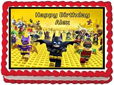 Lego Batman Personalized 8" x 10.5" Edible Cake Topper Image For Birthdays/Parties -- 1/4 Sheet