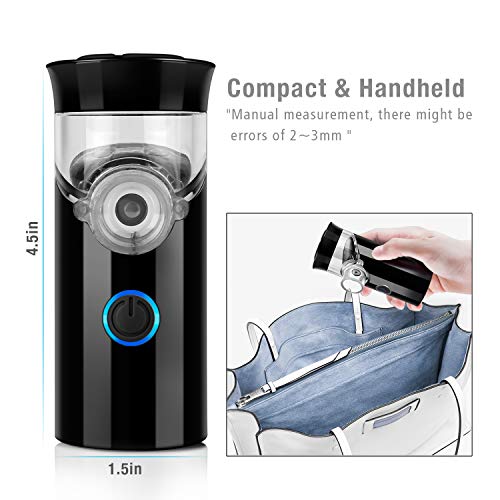 Steam Inhaler Everbest4U Portable Cool Mist Inhaler for Kids Adults Rechargeable Household Steam Compressor Humidifier (Black)