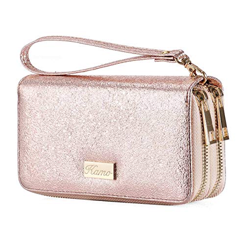 KAMO Wallet for Women Zip Around Phone Wallet Wristlet Travel Long Purse for Women Lady Girl 6.9×3.5（Double Zipper） - Thumbnail 6
