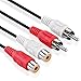 TNP RCA Extension Cable (25 Feet) 2RCA Audio Extender Adapter Cord Wire Coupler Male to Female Dual Red/White Connector Jack Plug Extend Video Audio 2 Channel Stereo (Right and Left)