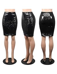 Speedle falda de lentejuelas de cintura alta para dama, falda de lápiz brillante para Vegas Party Cocktail