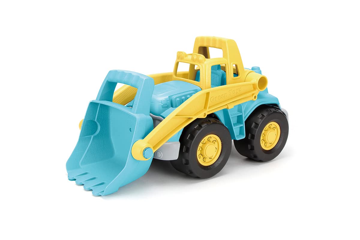Green Toys Loader Truck Yellow/Blue - 100% Recycled Digger Toy with Moveable Bucket Loader, Quality Sand and Water Toys
