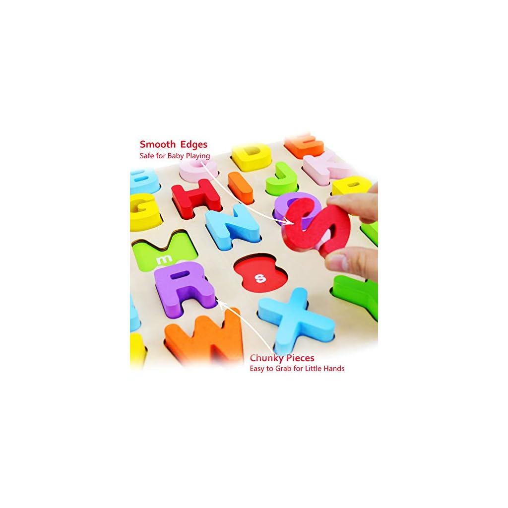 Alphabet Puzzle, WOOD CITY ABC Letter Puzzles for Toddlers 1 2 3 Years