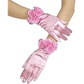 Goiruiya Short Satin Floral Gloves Elegant Wedding Dress Gloves for Opera Dinner Party Accessories
