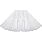 baotongle Women Girls Hoopless Crinoline Petticoat 50s 4 Levels Short Length Tulle Crinoline Underskirts Dress Bubble Skirt