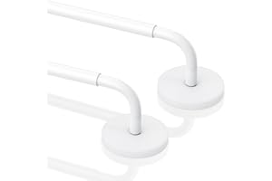 Rodzwin 2 Pack Magnetic Curtain Rods for Metal Door, Adjustable 18 to 30 Inch Curtain Rod, 3/8" Diameter Magnet Rods for French Doors Window Cafe(White, 2Pack)