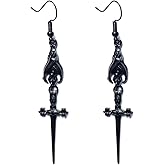 Gothic Dark Bat Dangle Earrings Vintage Sword Cross Earrings Punk Rock Style Earrings Halloween Costumes Festival Jewelry for Women and Men