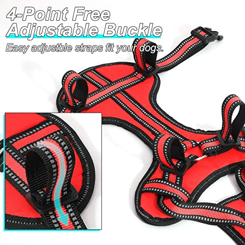Bolux No Pull Dog Harness, Handmade Adjustable Pet Reflective Oxford Soft Vest Harness with Leash Clips for Small Medium Large Dogs, Pet No-Choke Harness with Nylon Handle