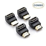 AwonstieGEK HDMI Right Angle Connectors/Adapters, Two (2) 90 degree connectors/Two (2) 270 degree Connectors 3D&4K Resolution (4 PACK) ...