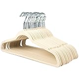 Klager's Ivory Velvet Suit Hangers (Pack of 50) - Featuring an Ultra-Thin, Non-Slip Surface - 360 Degree Swivel Hook & Space Saving Design - Premium & Durable Quality