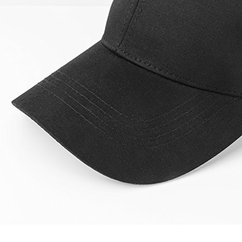 Unisex Plain Easy Adjustable Baseball Cap Hat Modern Design by Izus, Black, Free - Thumbnail 5