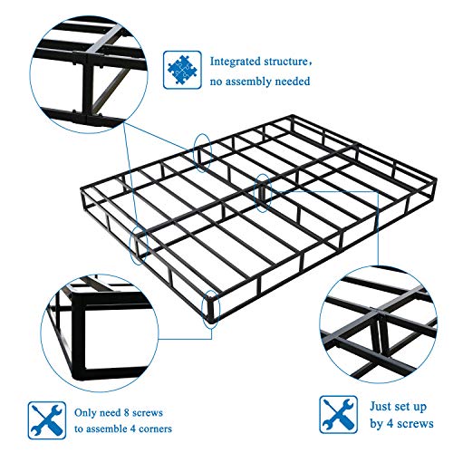 HOMUS 9 Inch High Profile Strong Steel Structure Box Spring/Easy Assembly Smart Mattress Base/Foundation Queen