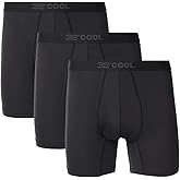 32 ° Degrees Cool Men's Boxer Brief, Comfort Mesh, 3-Pack, Black, Large, Quick Dry Nylon with Anti-Odor