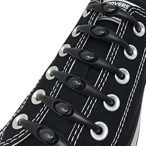 Image of Fotenk No-Tie Elastic Shoelaces for Kids and Adults - Pure Black