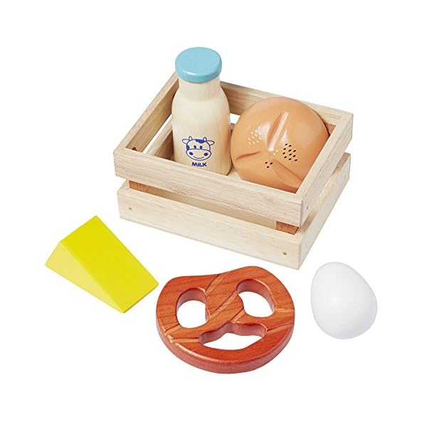 howa Kaufladen Zubehör aus Holz - 35-teiliges Kaufmannsladen Zubehör Set mit Obst, Gemüse, Backwaren, Milchprodukten, Fisch, Fleisch und EIS - in 5 Holzkistchen 14876 – Bild 6