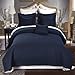 Royal Hotel Bedding Checkered Style Soft and Plush Coverlet, 3PC Set Stitched Filled Bedspread, Extra Soft Bed Cover, Checkered Pattern Quilted Bed Quilt, Navy, King
