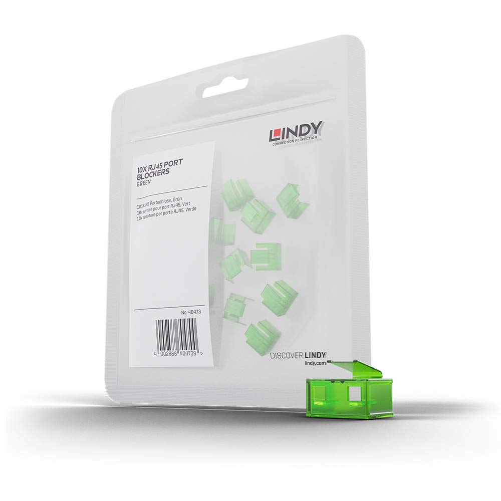 LINDY 20 x RJ-45 Port Blockers without Key - Green