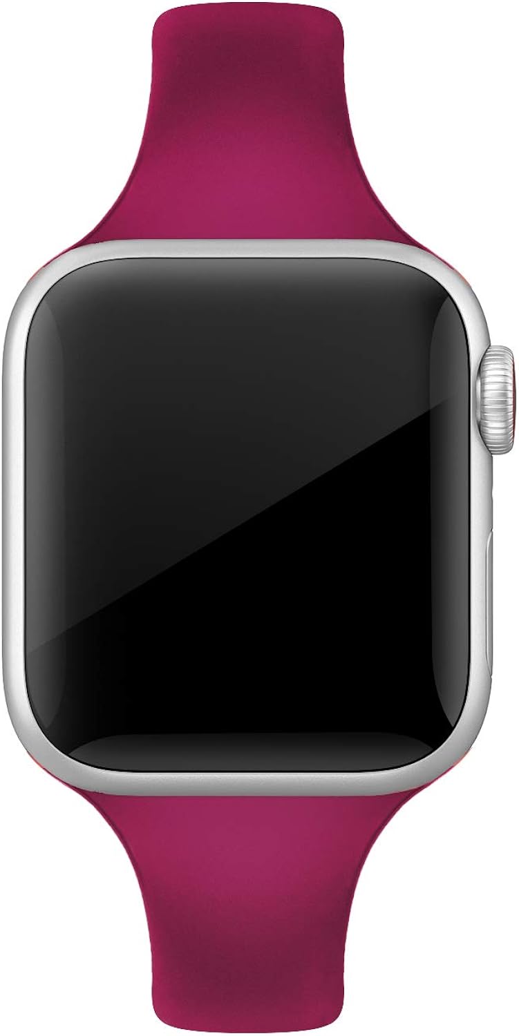 SWEES Sport Band Compatible with iWatch 38mm 40mm 42mm 44mm, Narrow Soft Silicone Slim Thin Small Replacement Wristband Strap Compatible for iWatch Series 6 5 4 3 2 1 SE Sport Edition Women Men