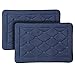LANGRIA Bath Mats Memory Foam Bathroom Rugs Water Absorbent Fast Dry Soft Comfortable Stylish Coral Fleece Surface,17'' x 24'' (Navy Blue, 2 Pieces)