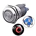Ulincos® Latching Push Button Switch U16B2 1NO ON/Off Silver Stainless Steel Shell with Red LED Ring Suitable for 16mm 5/8