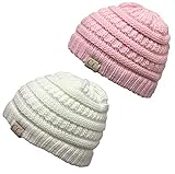 Kids Beanie (NO POM) Bundle - 1 Ivory, 1 Pale Pink