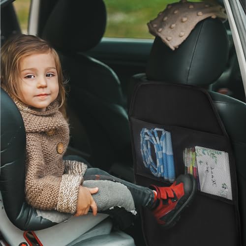AiQInu 2 Pieces Protection, Waterproof Dirt-Repellent Car Seat Organizer for Children Dogs Cats (Black)