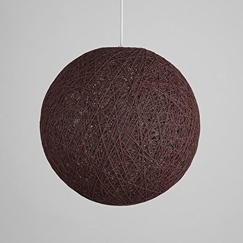 Modern Black Lattice Wicker Rattan Globe Ball Style Ceiling Pendant Light Lampshade Home Dining Decoration Lamps (Dark Brown)