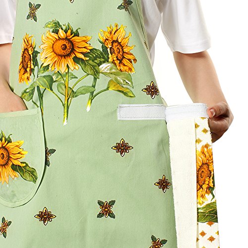 NEW 100 Cotton Sleeveless Apron with Hand Towel Kitchen Apron Pocket