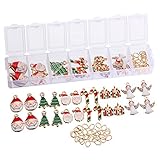 Zhenhui 24 Mixed Gold Plated Enamel Christmas Charms Pendants for Bracelet Earring Making (Gold 24 mixed)