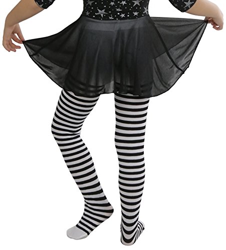 ToBeInStyle Girl's Girls Striped Tights - Black/White - S - Thumbnail 4