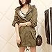 Easy Leisure Girl Army Green Military Parka Button Trench Hooded Coat Jacket