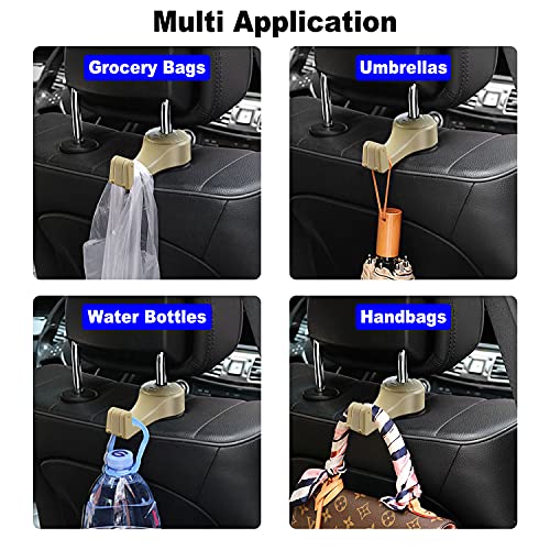 ETBIENTÔT Car Seat Hooks 2 Pack, 360° Rotation Seat Organizer Hangers, Universal Car Backseat Headrest Hook for Purse Grocery Bag Cloth Umbrella Handbag