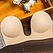 HUBORLOVES Self Adhesive Deep U Plunge Bra Push Up Backless Sticky Adhesive Invisible Bras, D, Beige