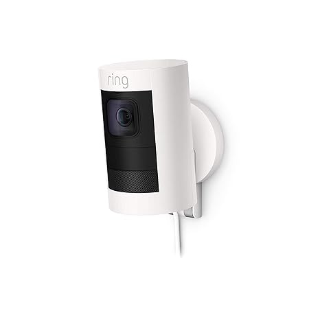 Die neue Ring Stick Up Cam Wired HD-Sicherheitskamera mit Gegensprechfunktion, Weiß, funktioniert mit Alexa