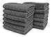 SALBAKOS - 100% Turkish Cotton Heirloom Quality Wash Cloth, Hand, Bath, Bath Sheet Towels and Bath Rugs & Mats (Light Gray, 12 Washcloths)