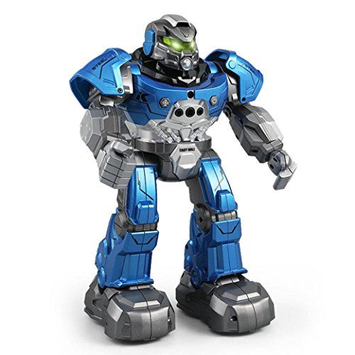 Jeeke Intelligent Robot, Remote Controller Or Smart Watch Control Auto-follow Dancing Toys for 8+ Year Old Boys with LED Flashing Lights (Blue, 10.8x7.87x3.74inch)