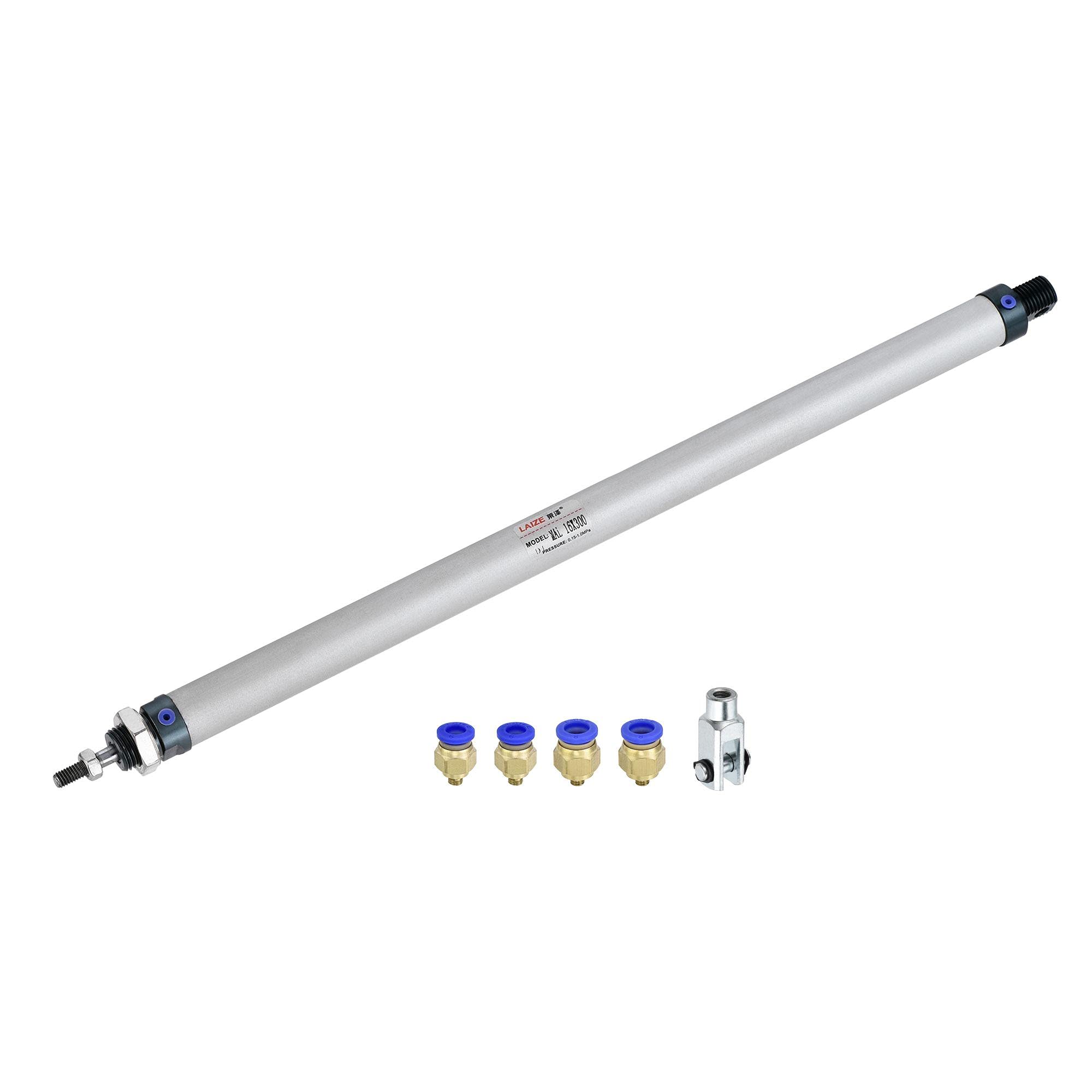 sourcing map Pneumatic Air Cylinder 16mm Bore 300mm Stroke with Y Connector and Quick Fittings, MAL 16x300, for Automatic Equipment — image 1
