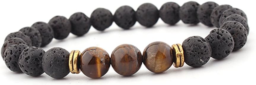 CELOKIY Lava Rock Beaded Stone Stretch Bracelet with Tiger Eye Oil Diffuser for Men Women - meditation,relax,healing,aromatherapy