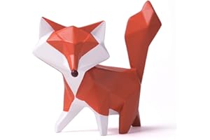 AMOY-ART HAUCOZE Fox Figurine Gifts Geometric Sculpture Decor Animal Statue Gifts Polyresin Arts 4.0 inch