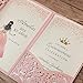 DORIS HOME 50pcs Laser Cut Quinceanera Invitations Pink, 4.7x7.1 Blank Quince Invitations for 15th Birthday, Invitation cards for Sweet 16 with Envelopes