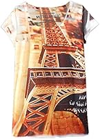 KaiTingu Women's Short Sleeve Eiffel Tower Graphic Print Vintage T Shirt White