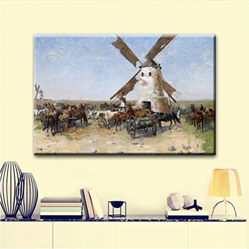 Oil Painting on Canvas White Windmill Landscape Oil Prints Wall Art Paintings for Home Decor