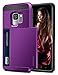 Vofolen Cover for Galaxy S9 Case Wallet Card Slot Holder Sliding Hidden ID Pocket Dual Layer Heavy Duty Protection Rugged Hard Shell TPU Bumper Armor Protective Case for Samsung Galaxy S9 (Purple)