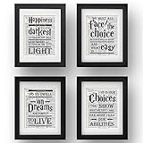 akeke Harry Potter Quotes & Sayings Vintage Book Art Prints - Set of 4-8