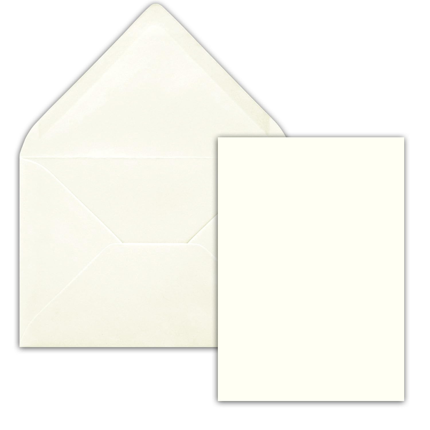 50x single card set with envelopes DIN A6 C6 in natural white (cream) - 14.8 x 10.5 cm - without fold