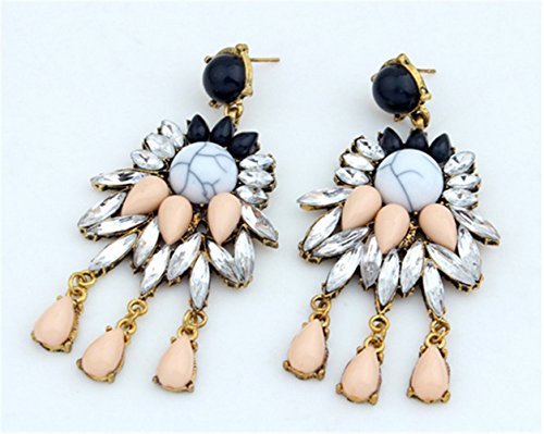 P.phoebus Gold Vintage White Swarovski Crystal Studs Earrings Black Rhinestones Dangle Charms Hoops For Women Girls